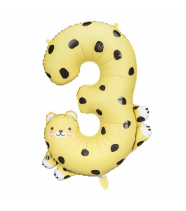 Balon foliowy Cyfra 3 - Gepard - 68x98 cm