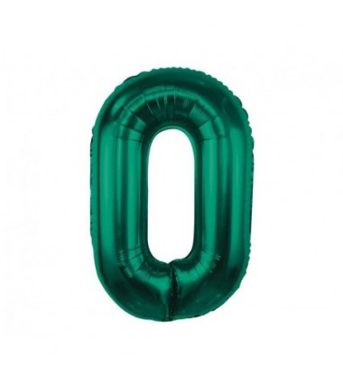 Balon foliowy Cyfra 0 - 85 cm - Ciemna zieleń butelkowa