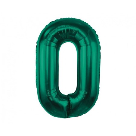 Balon foliowy Cyfra 0 - 85 cm - Ciemna zieleń butelkowa