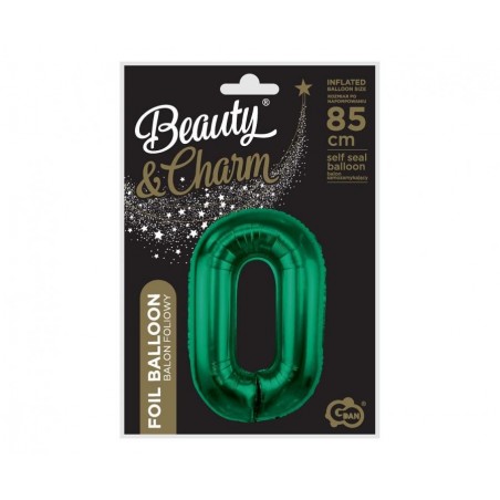 Balon foliowy Cyfra 0 - 85 cm - Ciemna zieleń butelkowa