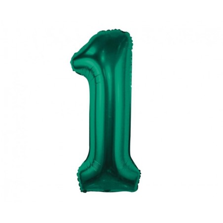 Balon foliowy Cyfra 1 - 85 cm - Ciemna zieleń butelkowa