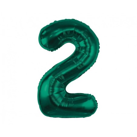 Balon foliowy Cyfra 2 - 85 cm - Ciemna zieleń butelkowa