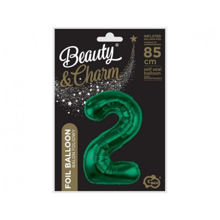 Balon foliowy Cyfra 2 - 85 cm - Ciemna zieleń butelkowa