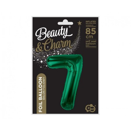 Balon foliowy Cyfra 7 - 85 cm - Ciemna zieleń butelkowa