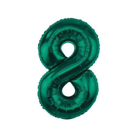 Balon foliowy Cyfra 8 - 85 cm - Ciemna zieleń butelkowa
