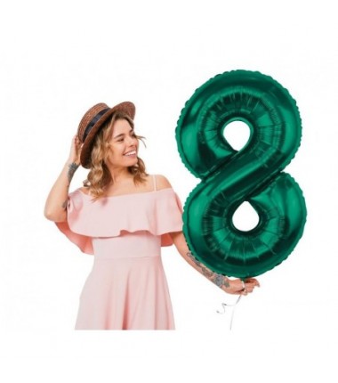 Balon foliowy Cyfra 8 - 85 cm - Ciemna zieleń butelkowa