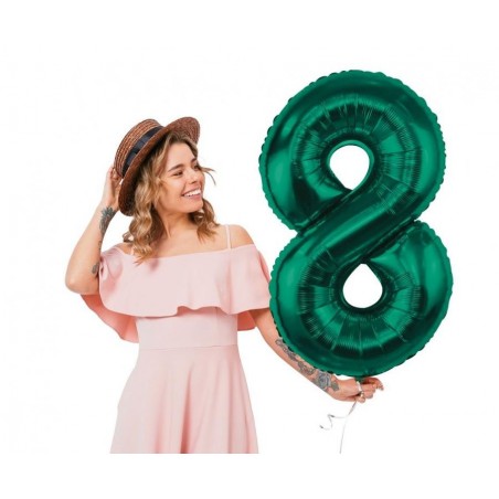 Balon foliowy Cyfra 8 - 85 cm - Ciemna zieleń butelkowa
