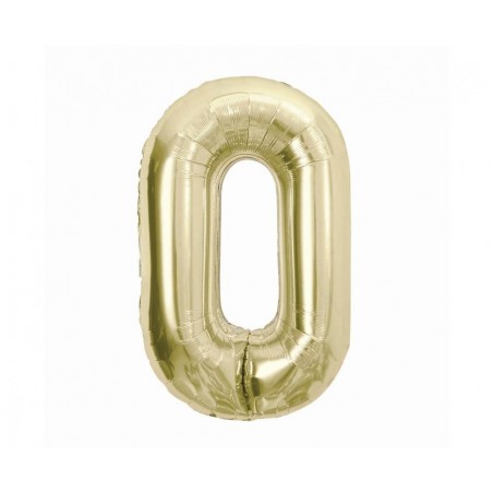 Balon foliowy Cyfra 0 - 85 cm - Złoty szampański