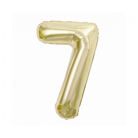 Balon foliowy Cyfra 7 - 85 cm - Złoty szampański