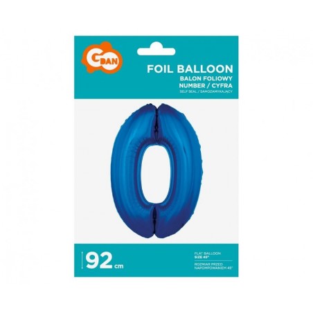 Balon foliowy Cyfra 0 - 92 cm - Niebieski granatowy