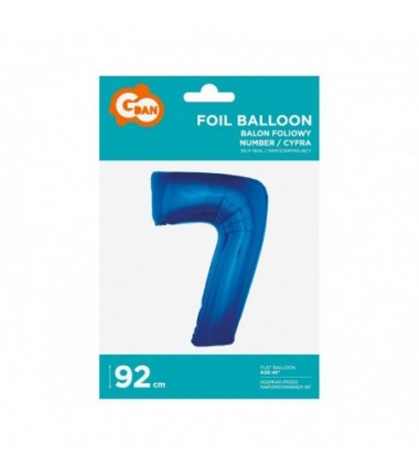 Balon foliowy Cyfra 7 - 92 cm - Niebieski granatowy