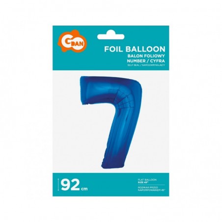 Balon foliowy Cyfra 7 - 92 cm - Niebieski granatowy