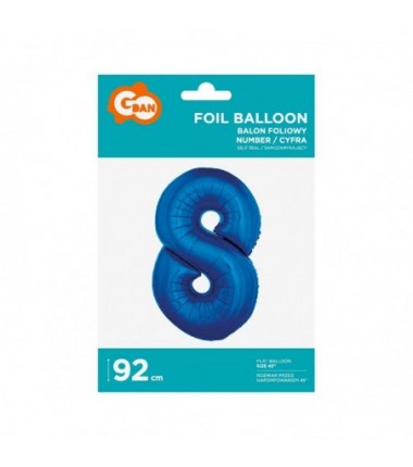 Balon foliowy Cyfra 8 - 92 cm - Niebieski granatowy