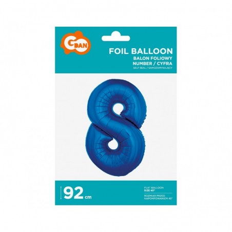 Balon foliowy Cyfra 8 - 92 cm - Niebieski granatowy