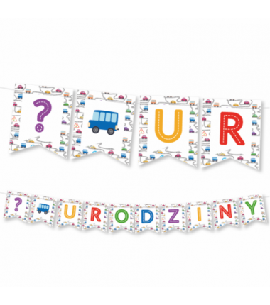 GIRLANDA NA URODZINY 1-9 - AUTA