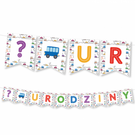 GIRLANDA NA URODZINY 1-9 - AUTA