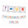 GIRLANDA NA URODZINY 1-9 + IMIĘ - AUTA