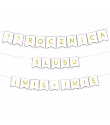Girlanda 1-99 Rocznica Ślubu + Imiona - Złota