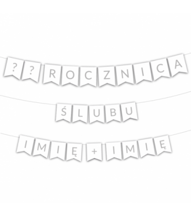 Girlanda 1-99 Rocznica Ślubu + Imiona - Srebrna