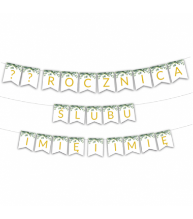 Girlanda 1-99 Rocznica Ślubu + Imiona - Eukaliptus 3