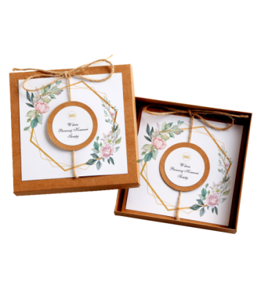 Kartka Okolicznościowa w Pudełku na Komunię - Eco Vintage - Heksagon i Róża