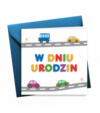Kartka Okolicznościowa na Urodziny - Drukowana - Auta