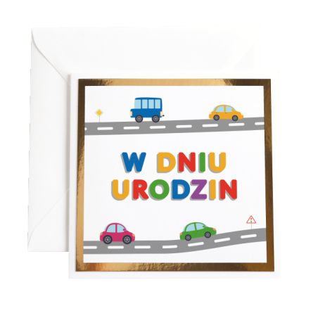 Kartka Okolicznościowa na Urodziny -Błysk - Auta