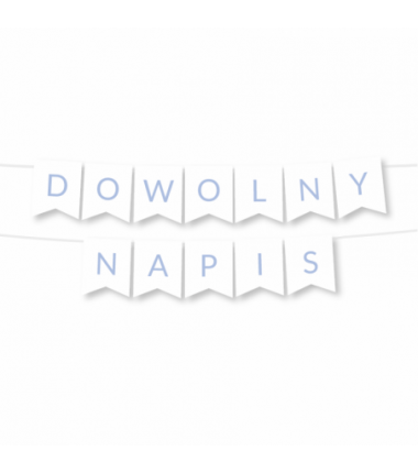 Girlanda - DOWOLNY NAPIS - niebieskie litery jasne - MAX 20 ZNAKÓW