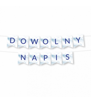 Girlanda - DOWOLNY NAPIS - chmura niebieska - MAX 20 ZNAKÓW