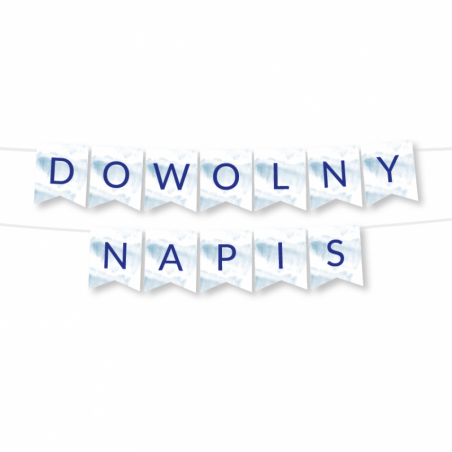 Girlanda - DOWOLNY NAPIS - chmura niebieska - MAX 20 ZNAKÓW