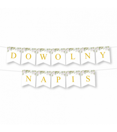 Girlanda - DOWOLNY NAPIS - biała piwonia - MAX 20 ZNAKÓW