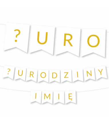 Girlanda NA URODZINY 1,2,3,4,5,6,7,8,9 + IMIĘ - Złota