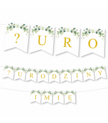 Girlanda NA URODZINY 1,2,3,4,5,6,7,8,9 + IMIĘ - Biała Lilia