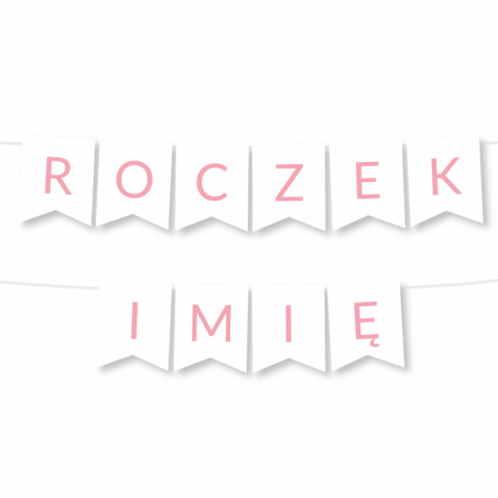 Girlanda ROCZEK + IMIĘ - Litery Jasny Róż