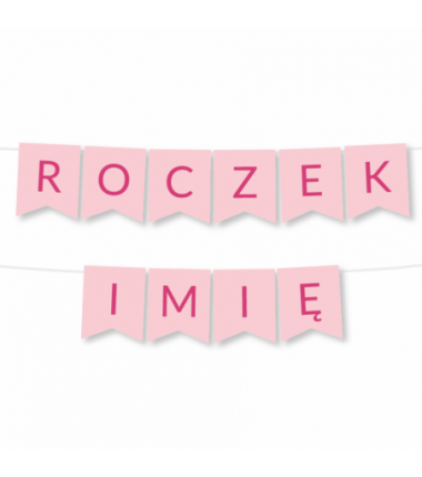 Girlanda ROCZEK + IMIĘ - Różowa