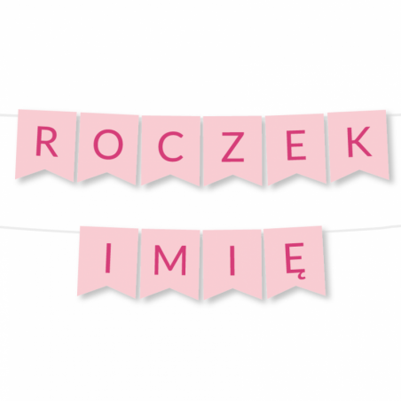 Girlanda ROCZEK + IMIĘ - Różowa