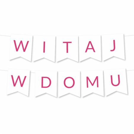 Girlanda Witaj w Domu - Proste Litery Różowe