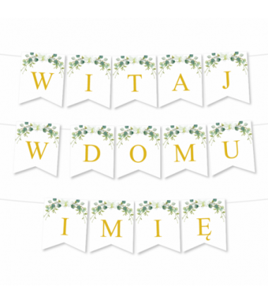 Girlanda Witaj w Domu Imię - Proste Litery Biała Lilia