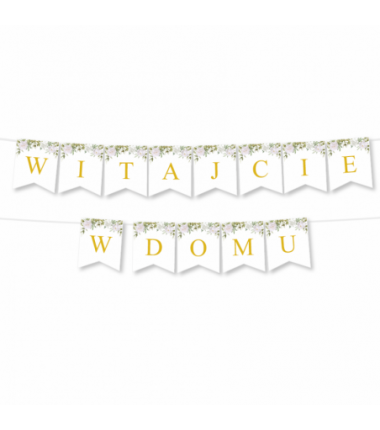 Girlanda Witajcie w Domu - Biała Piwonia
