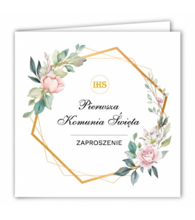 Zaproszenie na KOMUNIĘ ŚWIĘTĄ - HEKSAGON I RÓŻA