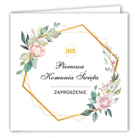 Zaproszenie na KOMUNIĘ ŚWIĘTĄ - HEKSAGON I RÓŻA
