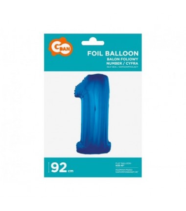 Balon foliowy Cyfra 1 - 92 cm - Niebieski granatowy