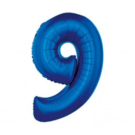 Balon foliowy Cyfra 9 - 92 cm - Niebieski granatowy