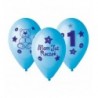 BALONY NADRUK 30 cm "Moje 1 urodziny" (niebieski) - 5 sztuk
