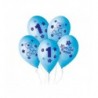 BALONY NADRUK 30 cm "Moje 1 urodziny" (niebieski) - 5 sztuk