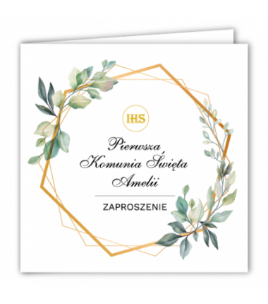 Zaproszenie na KOMUNIĘ ŚWIĘTĄ - Heksagon PERSONALIZOWANE - 10 sztuk