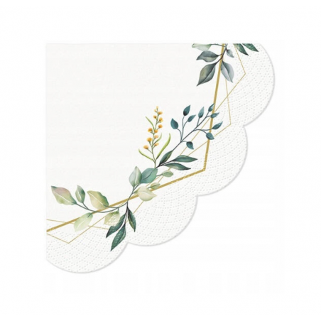 Serwetki okrągłe Leaves Frame - listki - 12 sztuk