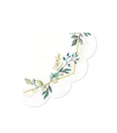Serwetki okrągłe Leaves Frame - listki - 12 sztuk
