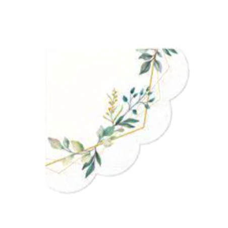 Serwetki okrągłe Leaves Frame - listki - 12 sztuk