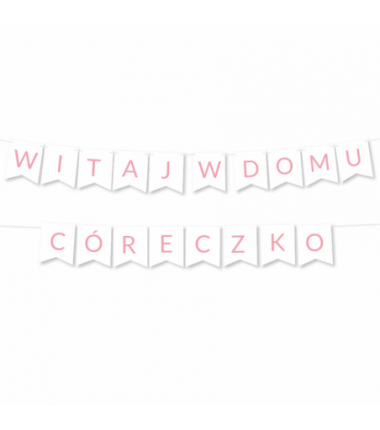 Girlanda Witaj w Domu Córeczko - Jasny Różowy